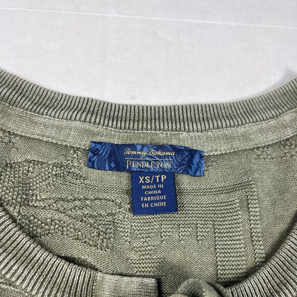 Tommy Bahama Pendleton Lace Up Sweater Green Earthy Tribal Casual Pullover XS - Picture 4 of 10